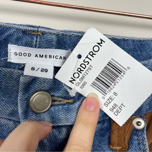 NWT GOOD AMERICAN SUEDE MIX HIGH WAIST GOOD LEGS SKINNY JEANS SIZE 8/29 - Picture 16 of 16